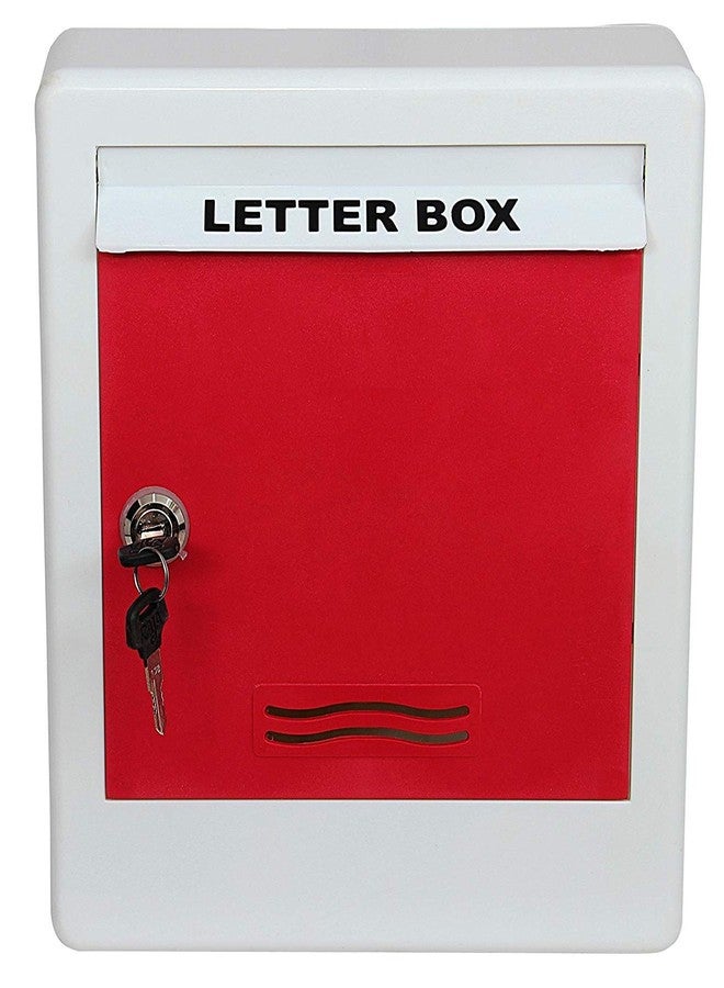 Lepose Durable Plastic Letterbox for Home, Gate, Office, Wall, Apartment, Banglow, Villas with 2 Keys in Red and White Colour - Image 1