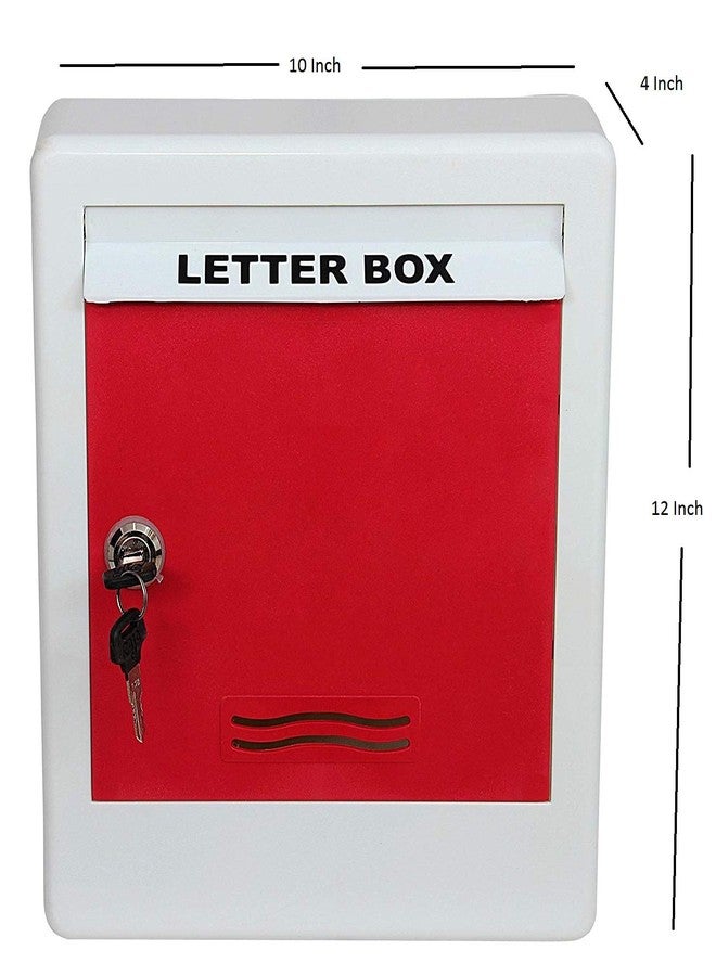 Lepose Durable Plastic Letterbox for Home, Gate, Office, Wall, Apartment, Banglow, Villas with 2 Keys in Red and White Colour - Image 3