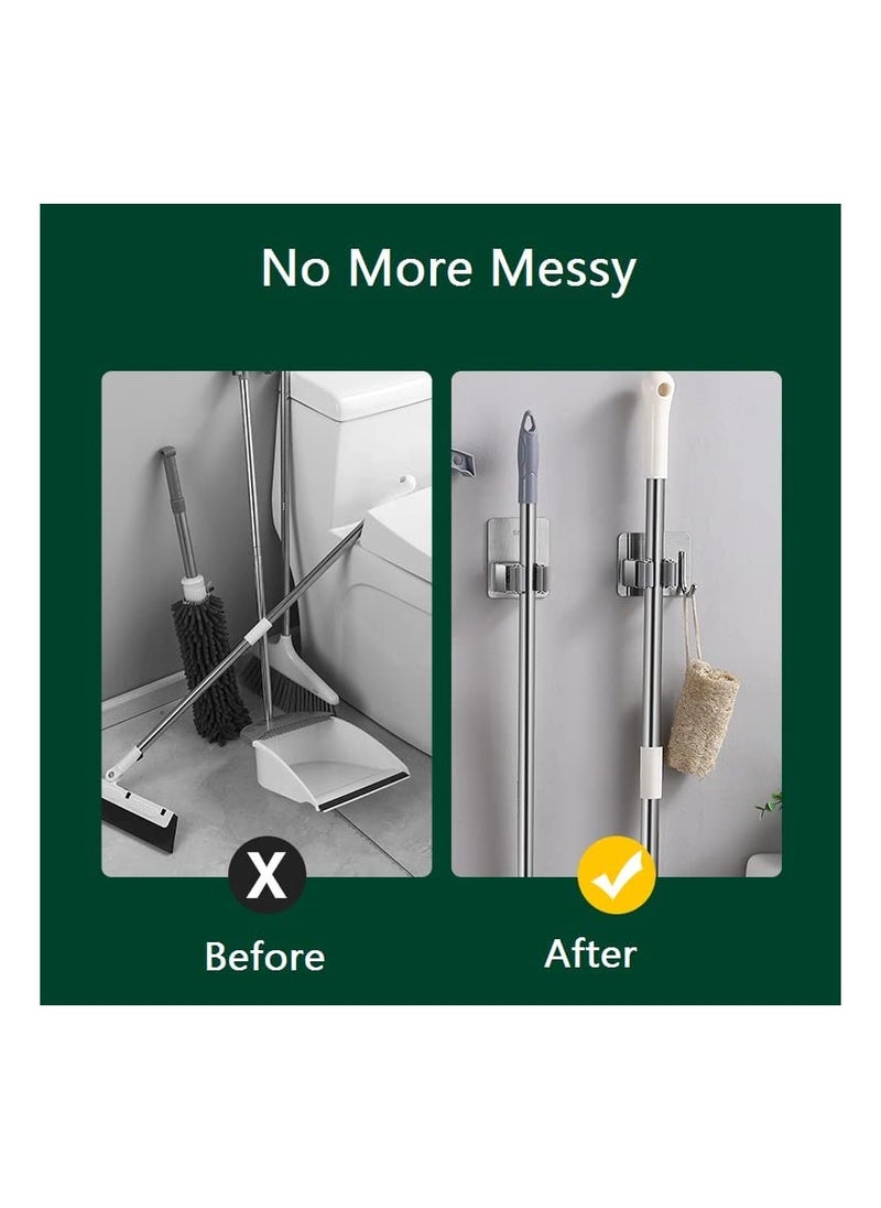 Rock Pow Broom Mop Holder with Hook 3 Pack, Self Adhesive Broom Gripper Wall Mount Mop Racks Holders for Home Organization  - Image 2
