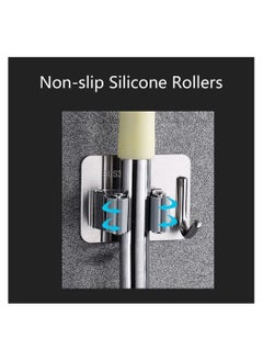 Rock Pow Broom Mop Holder with Hook 3 Pack, Self Adhesive Broom Gripper Wall Mount Mop Racks Holders for Home Organization  - Image 3