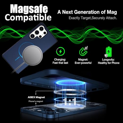 AIBEX Ultra-Thin Mag-Saf Back Cover Case Compatible with Samsung S24 Ultra|Slim Fit Scratch-Resistant Matte | Magnetic Wireless Charging |Microfibre Lining |Camera Protection (PC Material) -Dark Blue - Image 5