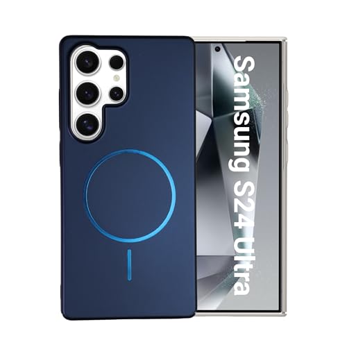 AIBEX Ultra-Thin Mag-Saf Back Cover Case Compatible with Samsung S24 Ultra|Slim Fit Scratch-Resistant Matte | Magnetic Wireless Charging |Microfibre Lining |Camera Protection (PC Material) -Dark Blue - Image 1