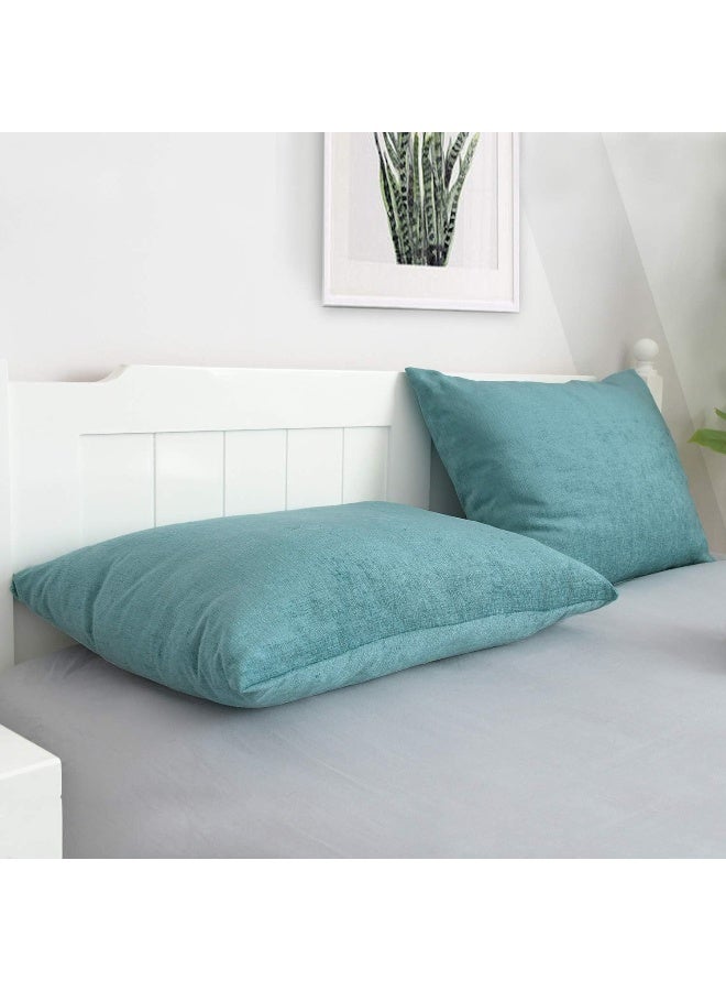 CaliTime Throw Pillow Covers Decorative 20 X 26 Inches Pack of 2 Cozy Chenille Standard Pillow Shams Cases for Couch Sofa Bed Living Room Home Teal - Image 3