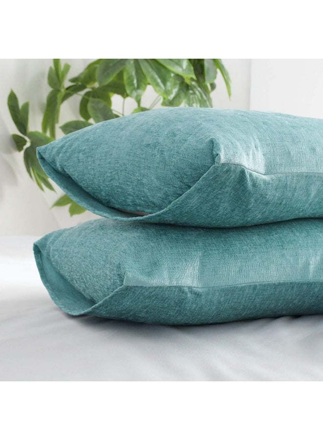 CaliTime Throw Pillow Covers Decorative 20 X 26 Inches Pack of 2 Cozy Chenille Standard Pillow Shams Cases for Couch Sofa Bed Living Room Home Teal - Image 5