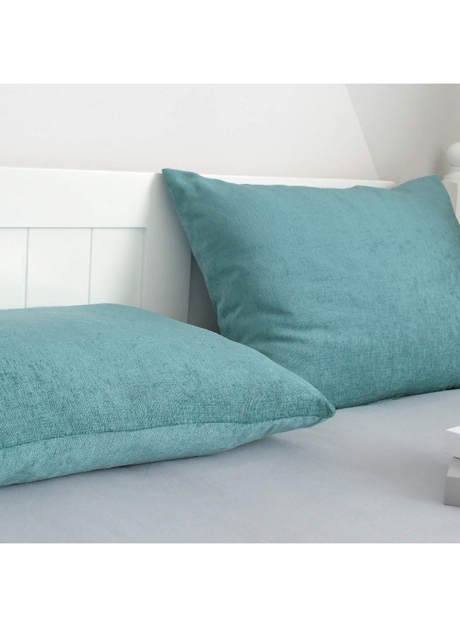 CaliTime Throw Pillow Covers Decorative 20 X 26 Inches Pack of 2 Cozy Chenille Standard Pillow Shams Cases for Couch Sofa Bed Living Room Home Teal - Image 4