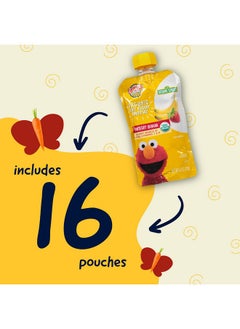 Earth's Best Earth's Best Organic Kids Snacks, Sesame Street Toddler Snacks, Organic Fruit Yogurt Smoothie for Toddlers 2 Years and Older, Strawberry Banana, 4.2 oz Resealable Pouch (Pack of 16)  - Image 4
