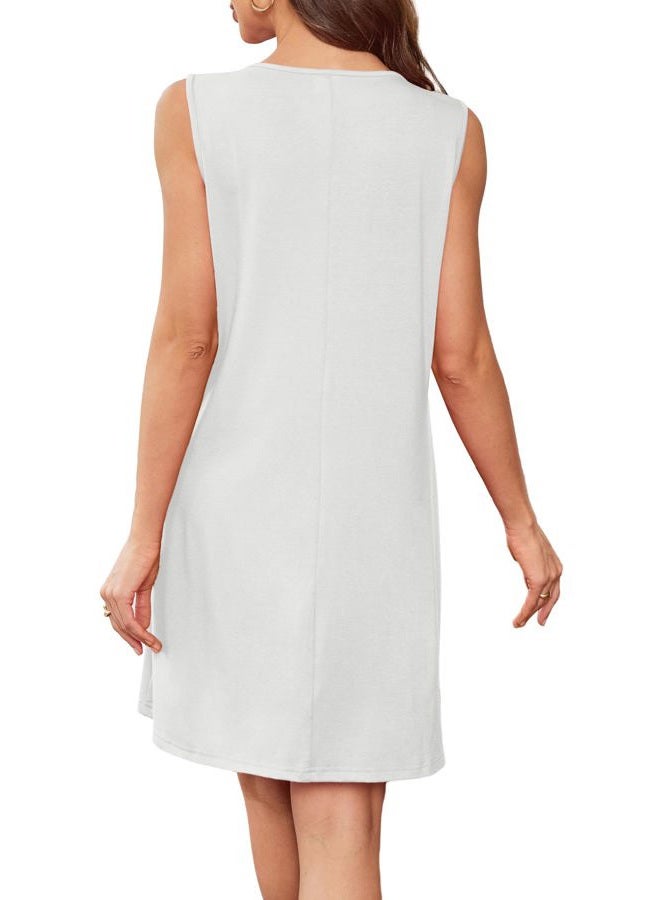 BKRIVE Summer Dresses for Women Sleeveless Lace Crewneck Sundress (S-3XL), White, XL - Image 5