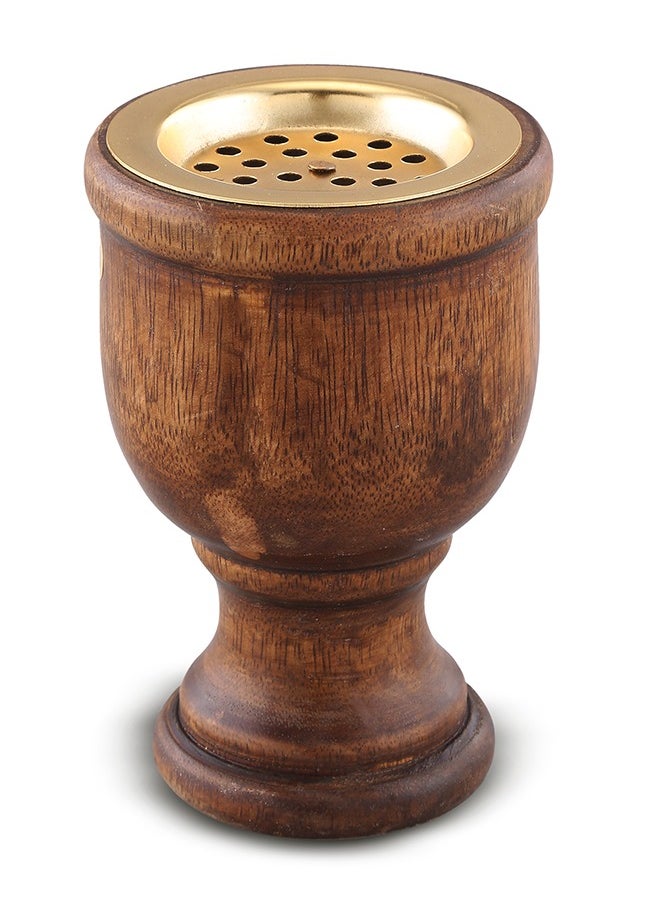 Majestic Majestic Wooden Bakhoor Burner – 8.5 x 13 cm – Minimalist Design with Brass Insert, Ideal for Traditional Bakhoor and Aromatic Experiences  - Image 1