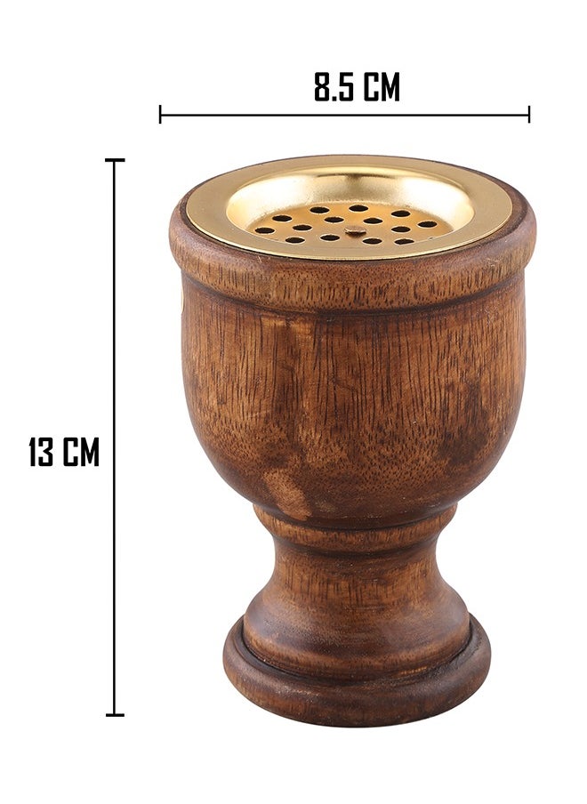 Majestic Majestic Wooden Bakhoor Burner – 8.5 x 13 cm – Minimalist Design with Brass Insert, Ideal for Traditional Bakhoor and Aromatic Experiences  - Image 3