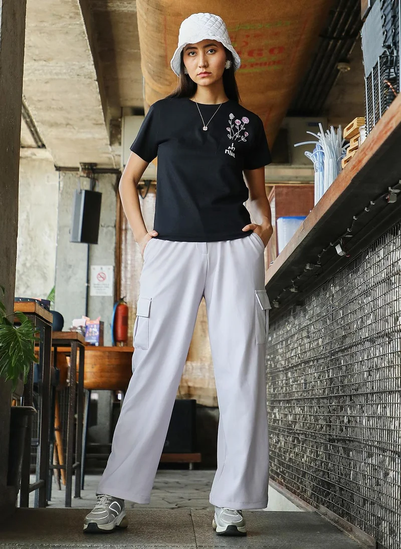 PINACOLADA Women's Cream White Baggy Cargo Pants