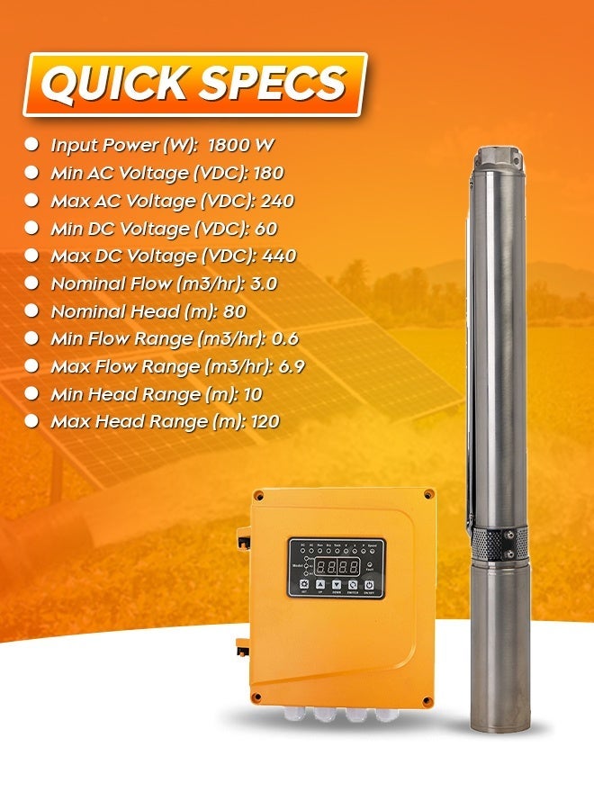Maxima Solar Water Pump SPW2‑9P‑X‑1.8K AC/DC – High‑Efficiency Hybrid Pump for Agriculture, Livestock, Residential & Off‑Grid Water Supply - Image 2