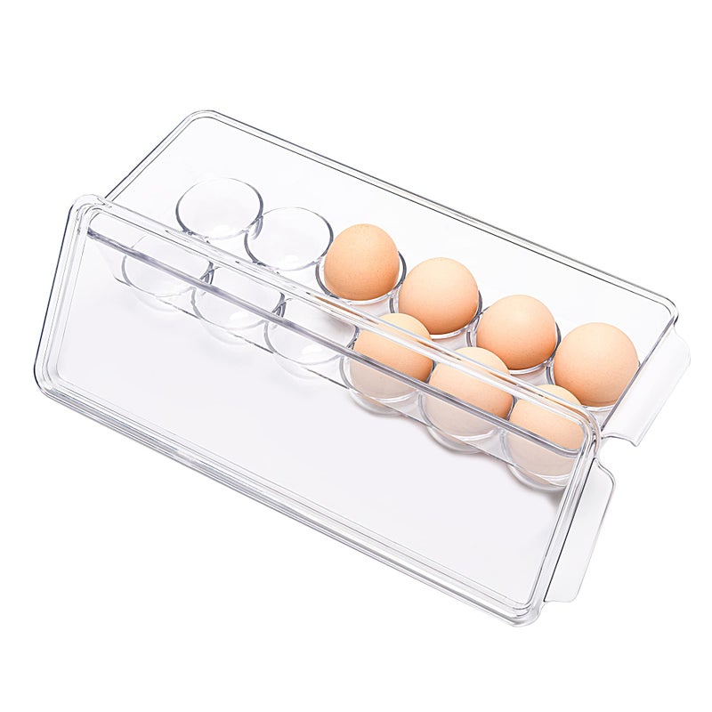 Ambergron 12 Eggs Holder For Refrigerator Clear Egg Container For Fridge Kitchen - Image 3