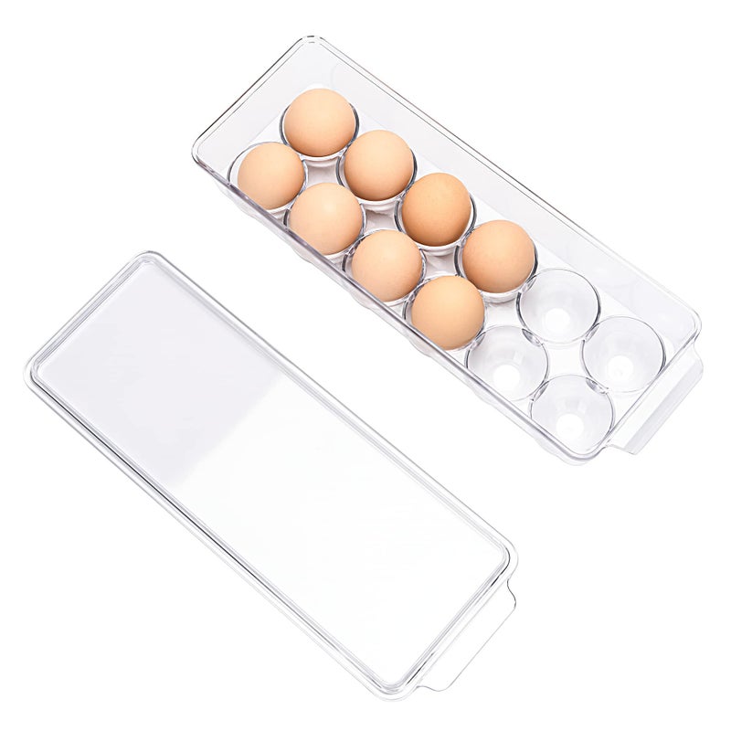 Ambergron 12 Eggs Holder For Refrigerator Clear Egg Container For Fridge Kitchen - Image 4