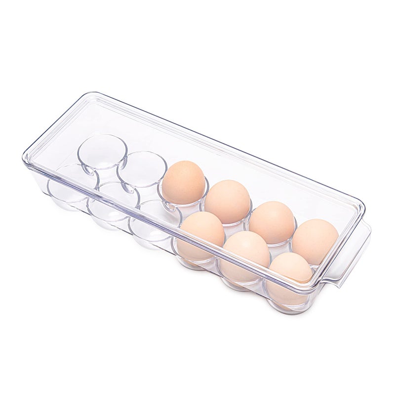 Ambergron 12 Eggs Holder For Refrigerator Clear Egg Container For Fridge Kitchen - Image 1