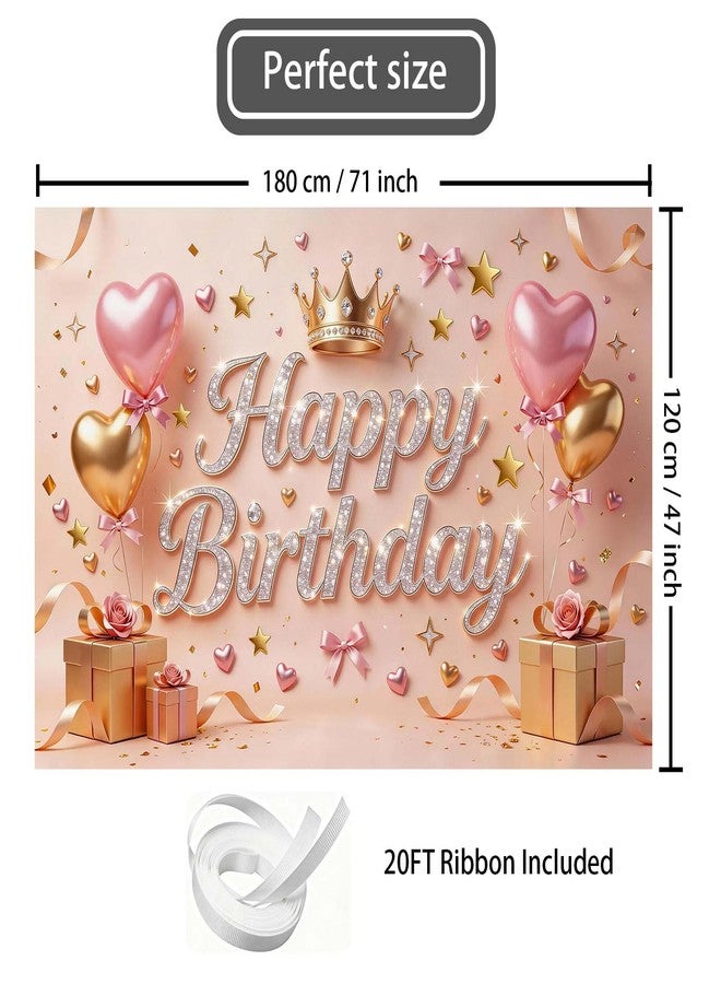 JNXCYQ Pink Gold Happy Birthday Backdrop-Birthday Decorations for Women,Birthday Banner Decoration-Glitter Birthday Photo Booth Background for Girls Bday Party Decor Supplies - Image 2