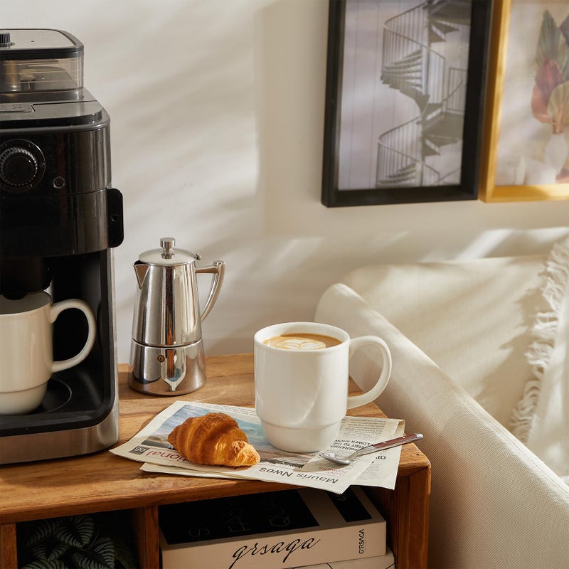 Sweese 21 Oz Large Mug Set, Porcelain Stackable Mugs Sets of 6, Coffee Cups with Handle for Coffee, Tea and Mulled Drinks, White - Image 5