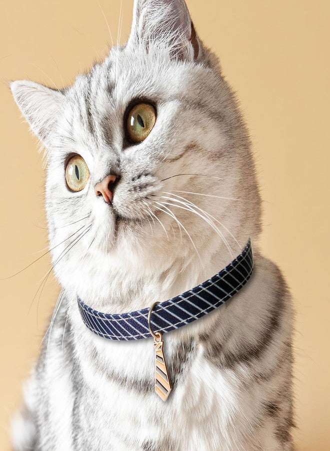 Howwfaly Adjustable Dog Neck Tie Collar Cat Collar with Stripe Neckties Wedding Formal Dog Cat Collars for Small Medium Dogs Cats Pets (Bule, S(7.8"-11.8" inch)) - Image 2