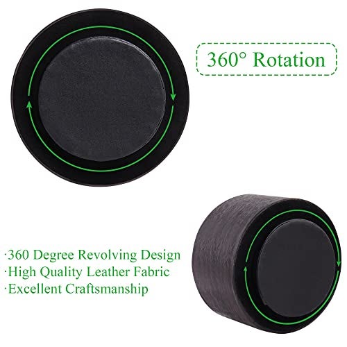Hennaja Round Leather Art Supply Organizer,Remote Control Holder,360 Degree Spinning,Multi-Functional Pencil Holder,4 Compartments Desktop Stationary Organizer(1-Dark Brown2) - Image 4