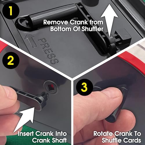 CHH 2 Deck Hand Crank "Welcome To Las Vegas" Card Shuffler, Red & Black - Image 4