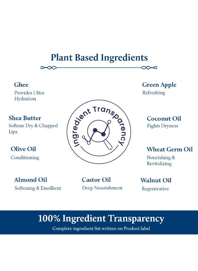 Blue Nectar Blue Nectar Herbal Ayurvedic Lip Balm with Green Apple Vitamin C & Organic Ghee for Dry Lips | Hydrating Lip Gloss with Clean Ingredients (0.35 oz, 10 herbs)  - Image 4