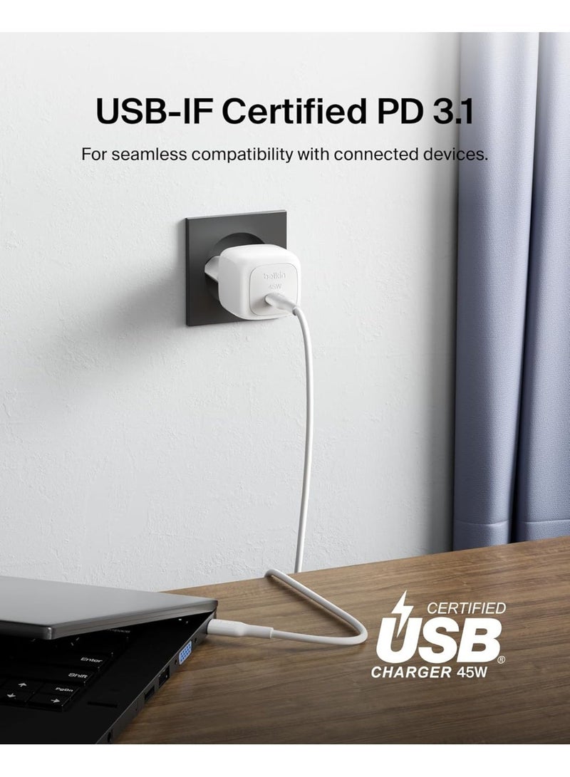 بيلكين شاحن بيلكين 45 واط مدمج USB-C مع تقنية Power Delivery – محول شحن سريع لسلسلة آيفون 16، آيفون 15، سامسونج جالاكسي S25، آيباد وآير بودز - Image 5