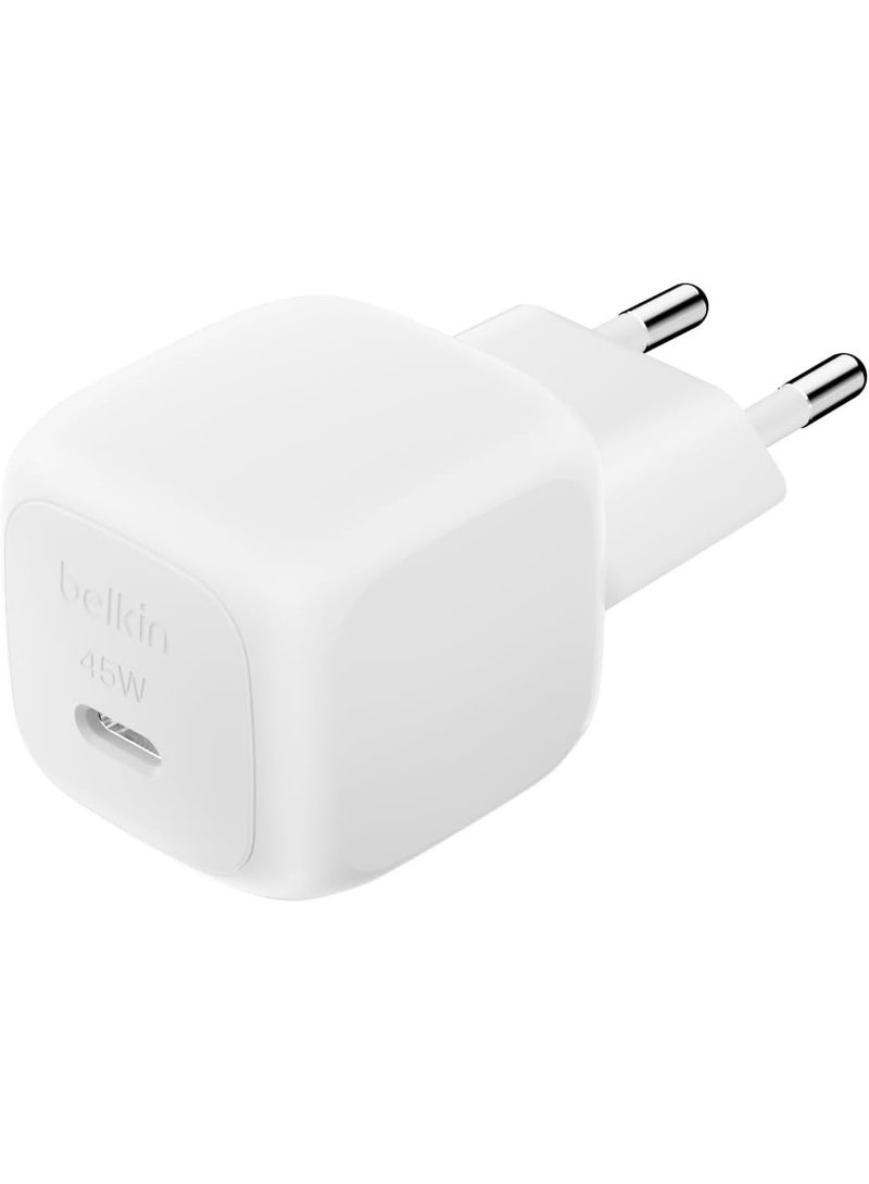 بيلكين شاحن بيلكين 45 واط مدمج USB-C مع تقنية Power Delivery – محول شحن سريع لسلسلة آيفون 16، آيفون 15، سامسونج جالاكسي S25، آيباد وآير بودز - Image 1