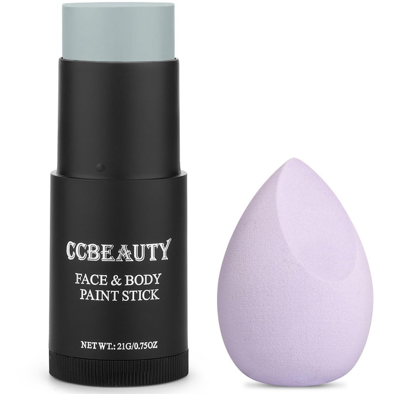 CCbeauty Light Grey Face Paint Stick,Face Painting Kit,Non Toxic SFX Makeup For Grayscale Wolf Halloween Costume Cosplay,Professional FX Body Paint,Full Coverage Painting Foundation With Makeup Sponge - Image 1