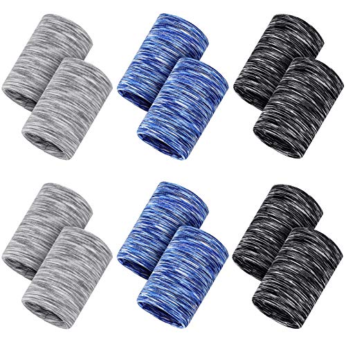 Geyoga 12 Pack Cooling Wristbands for Women Men Breathable Tennis Sweatbands Quick Dry Heat Remove Ice Wristband for Yoga Sports Running Gym Workout(Vintage Gray, Blue, Black Style) - Image 1