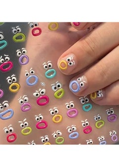 Generic Funny Expression Design Nail Art Stickers, Self Adhesive Jelly Nail Art Decals, Nail Art Supplies For Women And Girls  - Image 1