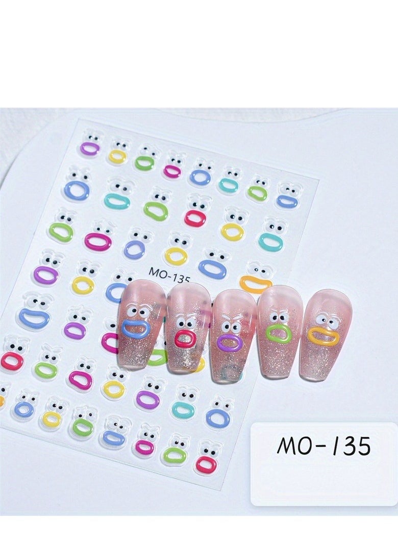 Generic Funny Expression Design Nail Art Stickers, Self Adhesive Jelly Nail Art Decals, Nail Art Supplies For Women And Girls  - Image 4