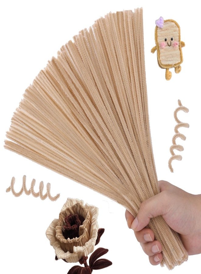 Hssugi Pipe Cleaners, 100PCS Pipe Cleaners Craft Supplies, Cream Brown Pipe Cleaners Bulk Fuzzy Sticks for DIY Art and Craft Projects Home Decoration - Image 1