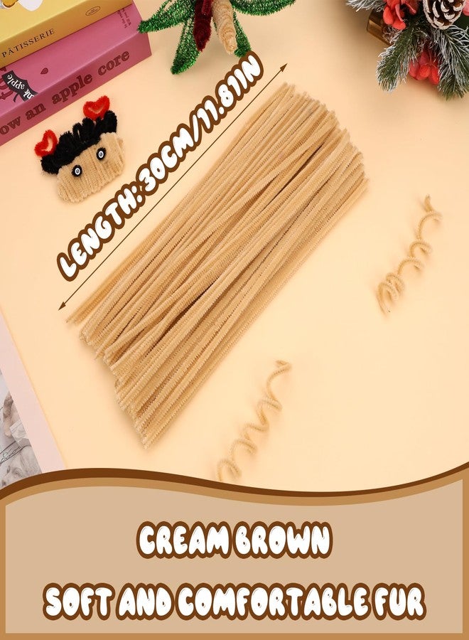 Hssugi Pipe Cleaners, 100PCS Pipe Cleaners Craft Supplies, Cream Brown Pipe Cleaners Bulk Fuzzy Sticks for DIY Art and Craft Projects Home Decoration - Image 2