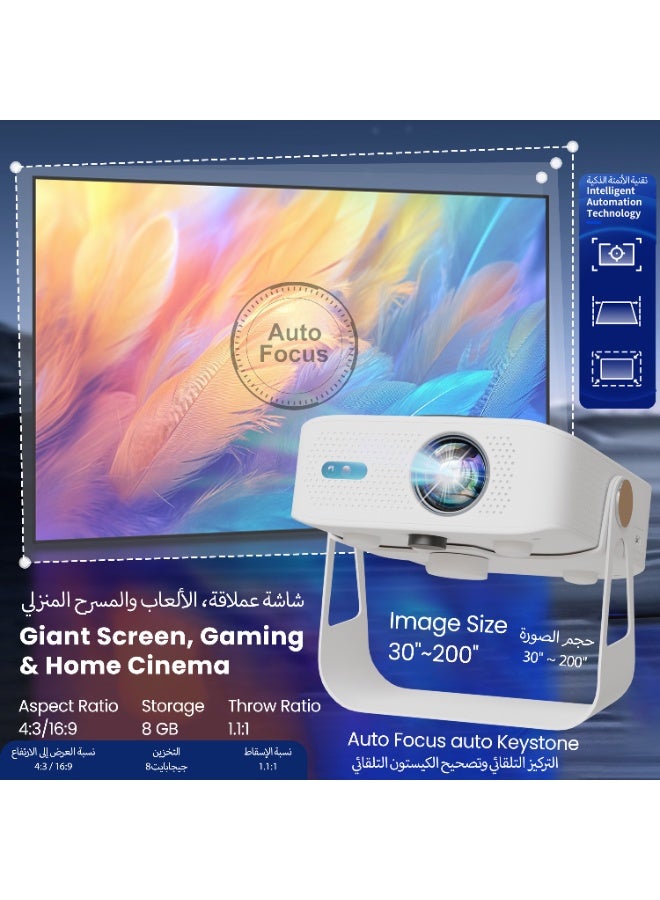 DEEVOLT Premium A50 Smart Mini Projector【Officially-Licensed APP & Native 1080P】 700 Ansi Lumens, 200" Big Screen,Electric Focus,4K UHD, WIFI 6, Outdoor Portable Movie Projector for Home,iOS,Android,Laptop - Image 4