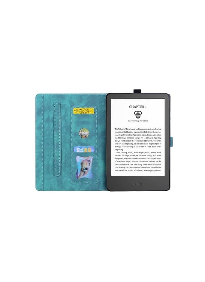 General - Case Compatible with Kindle Paperwhite (12th Generation) 7 inch 2024, with Card Slots, Cute Cartoon Embossed Folding Stand Protective Shell Shockproof Cover - Image 1