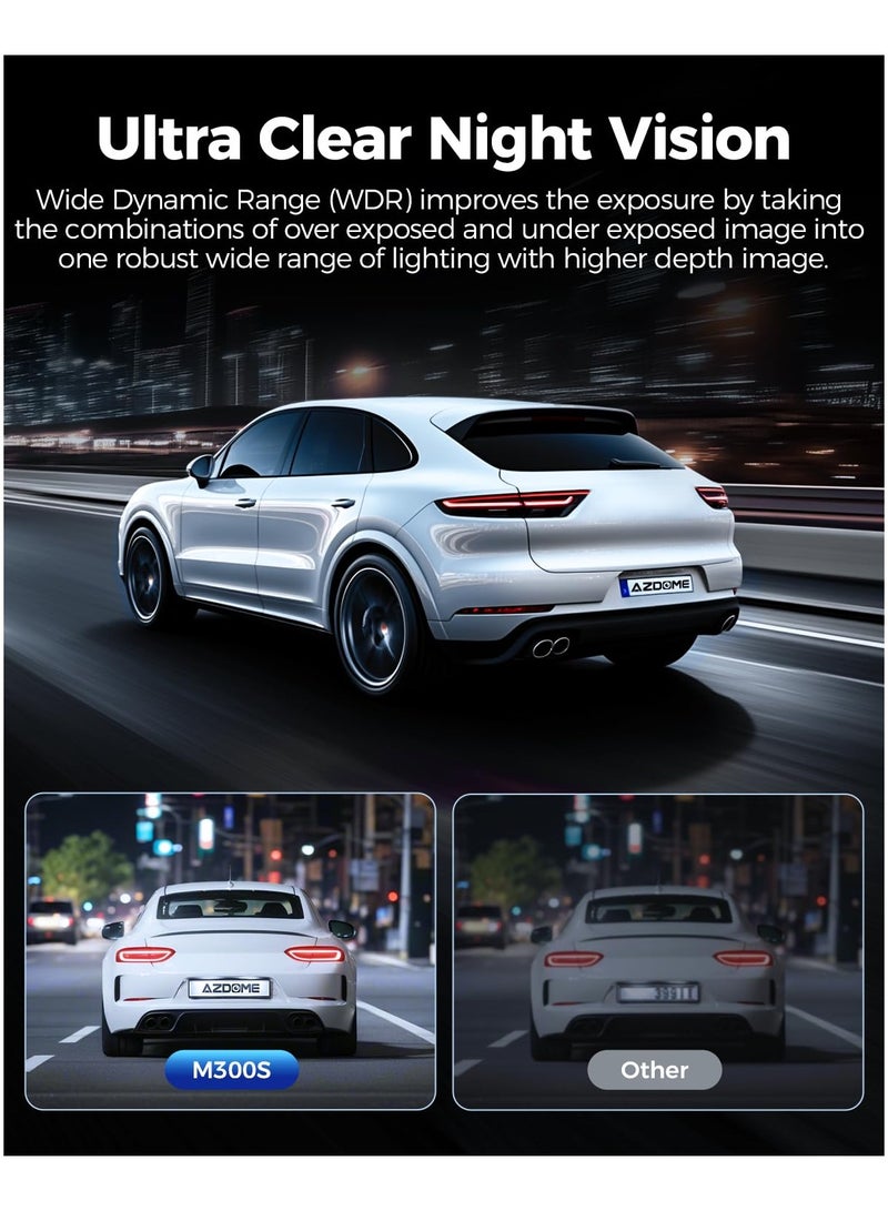 AZDOME M300S 4k Front and Rear Dashcam with 64GB TF Card Voice Control , Night Vision Built in Super Capacitor with Free Application - Image 3