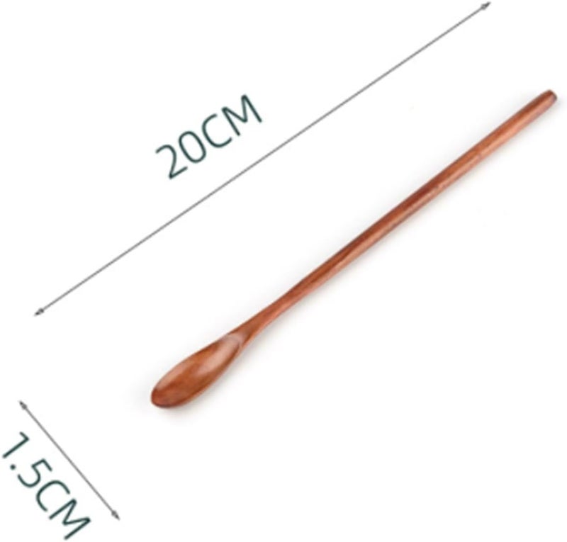 Versatile 24 Pcs Natural Wooden Spoon Coffee Tea Cooking Dining Utensil Retro Long Handle Cutlery - Image 4