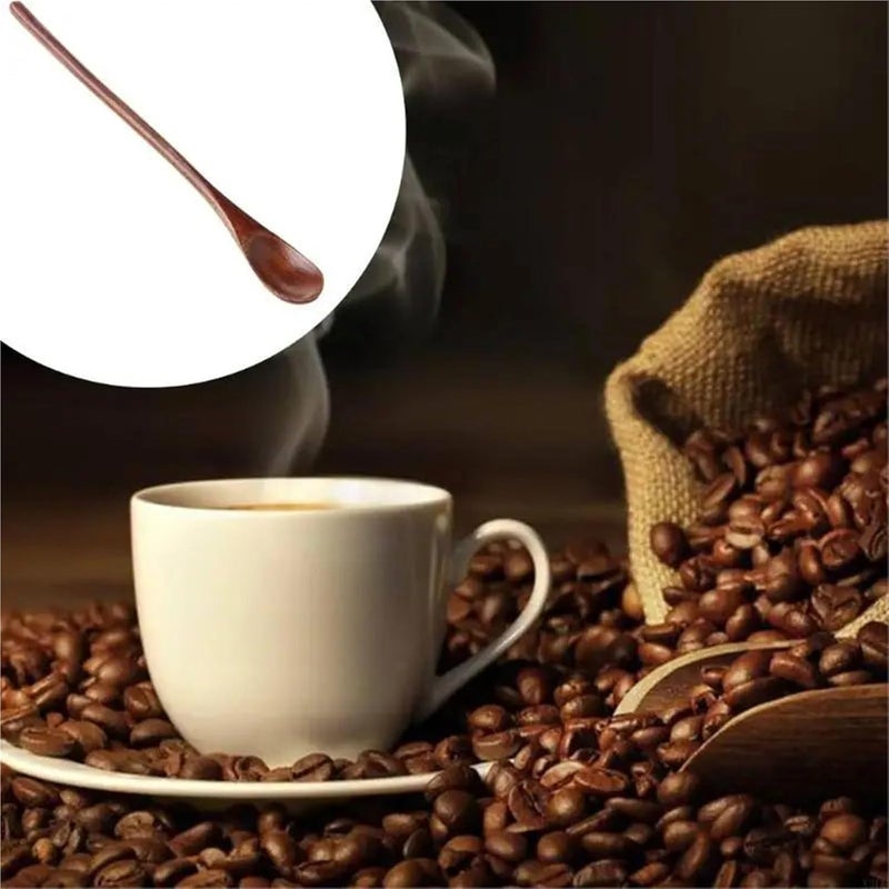 Versatile 24 Pcs Natural Wooden Spoon Coffee Tea Cooking Dining Utensil Retro Long Handle Cutlery - Image 3