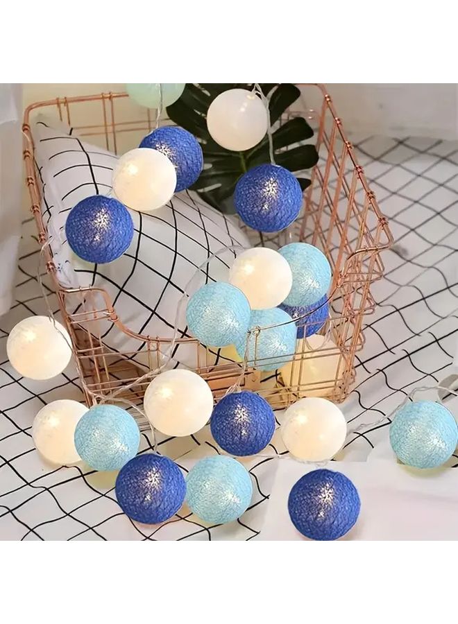 10 مصابيح LED ملونة من نوع الماكروني بألوان الأزرق المحيطي والأبيض والأخضر بطول 78.74 بوصة تعمل بالبطارية لتزيين الحفلات في الأماكن المغلقة والمفتوحة - Image 2