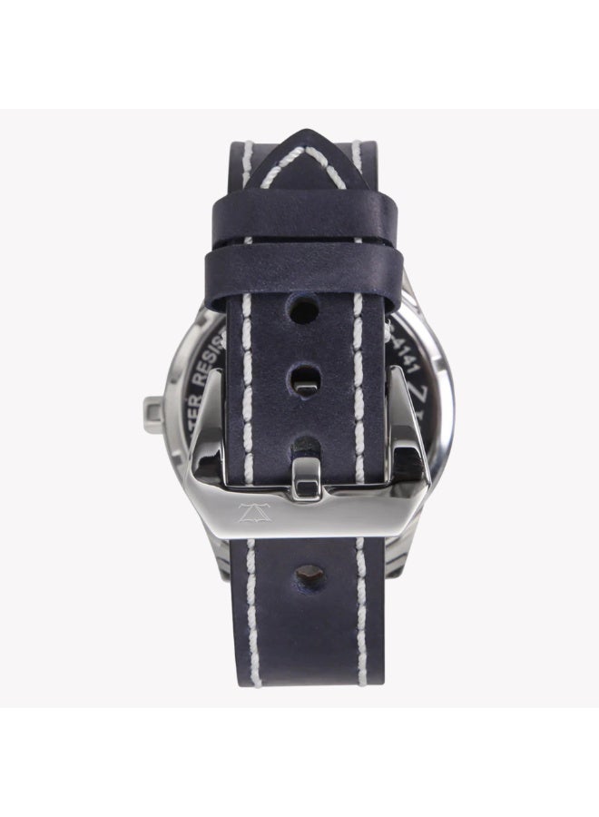 ZINK Men's Silver Stainless Steel & Blue Leather Watch | ZK131G2LS-4141 - Image 4