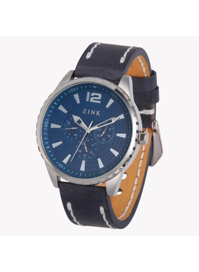 ZINK Men's Silver Stainless Steel & Blue Leather Watch | ZK131G2LS-4141 - Image 3