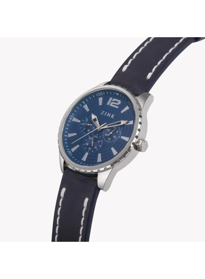 ZINK Men's Silver Stainless Steel & Blue Leather Watch | ZK131G2LS-4141 - Image 2