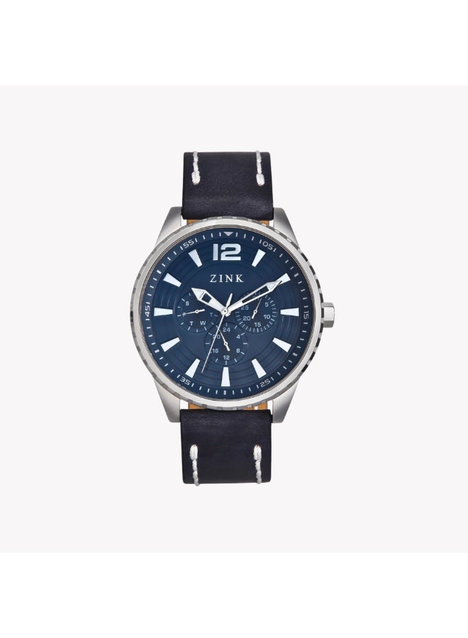 ZINK Men's Silver Stainless Steel & Blue Leather Watch | ZK131G2LS-4141 - Image 1