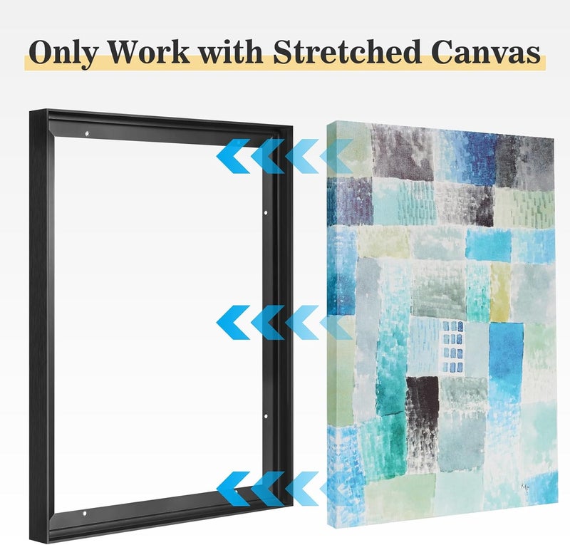 Akfado Metal Canvas Frame for 24x36 Oil Paintings, DIY Canvas Floater Frame for Portrait Landscape Prints Art Show Gallery Wall Home Office Living Room Decor (Black) - Image 5