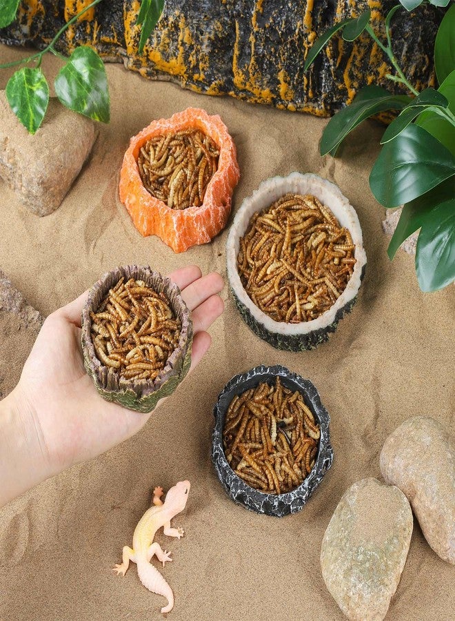 IBWell 2pcs Reptile Water Bowl with Feeding Tweezers - Food Dish for Lizard, Snake, Tortoise & Small Animals - Gray Tree Stump - Image 5