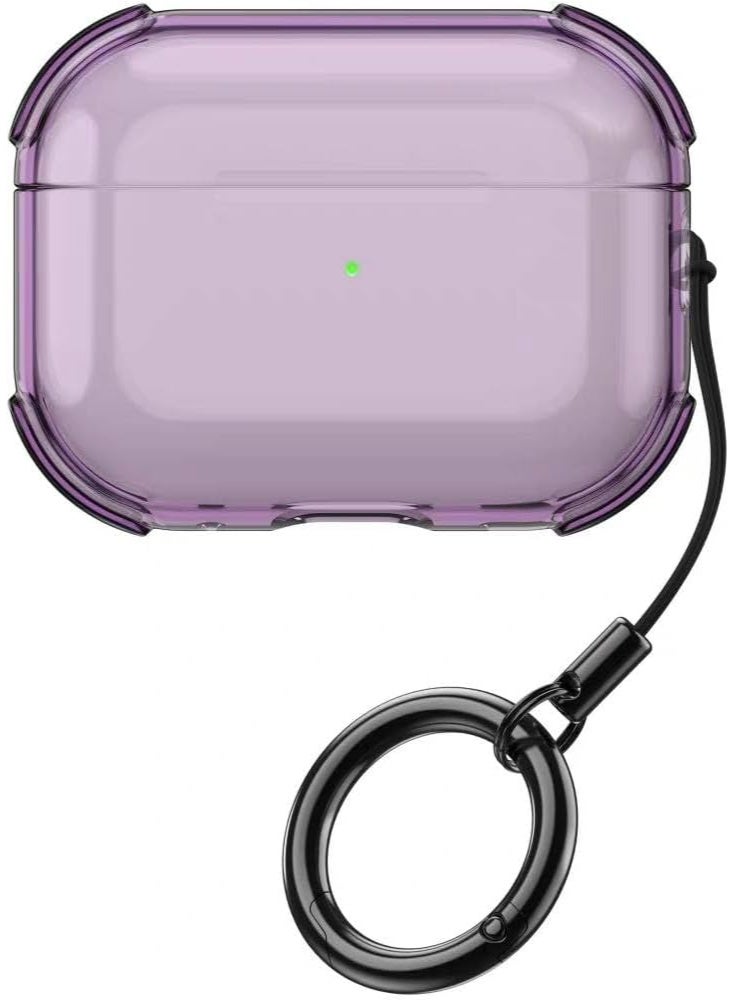 Crystal Clear Protective Case for AirPods Pro 3, Transparent Silicone Cover with Ring Holder, Compatible with AirPods Pro 3 2025, Soft Gel Accessories (Purple)