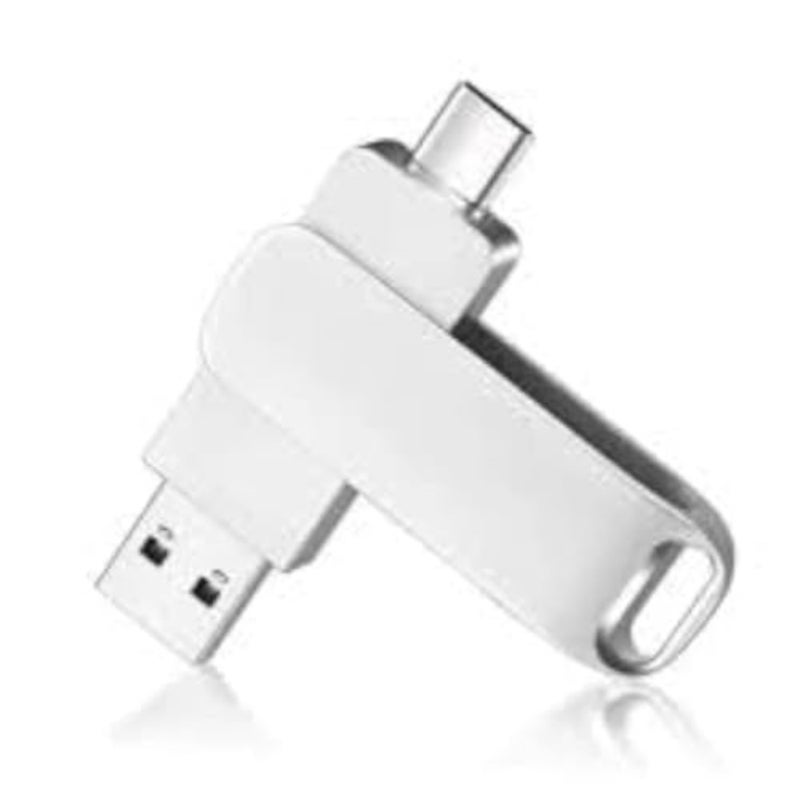 محرك أقراص فلاش USB 3.1 بسعة 2 تيرابايت لأجهزة الكمبيوتر المحمول والكمبيوتر اللوحي والهواتف التي تعمل بنظام Android، أسود بلاستيكي، تصميم دوار مع منافذ USB-A USB-C مزدوجة، سرعة قراءة تصل إلى 130 ميجابايت/ثانية - Image 1
