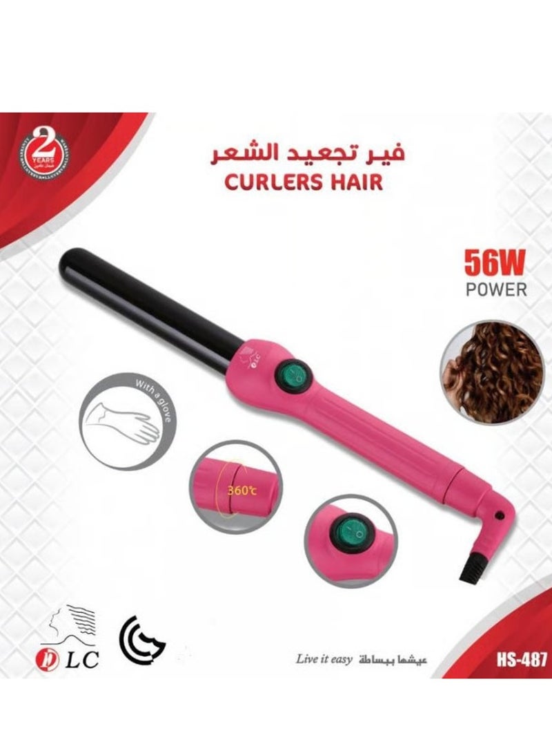 DLC Hair Curling Iron Extensive Wide Reach 19mm Curling Tong Barrel, PTC Heater Ultra-Fast Heat Pink/Black