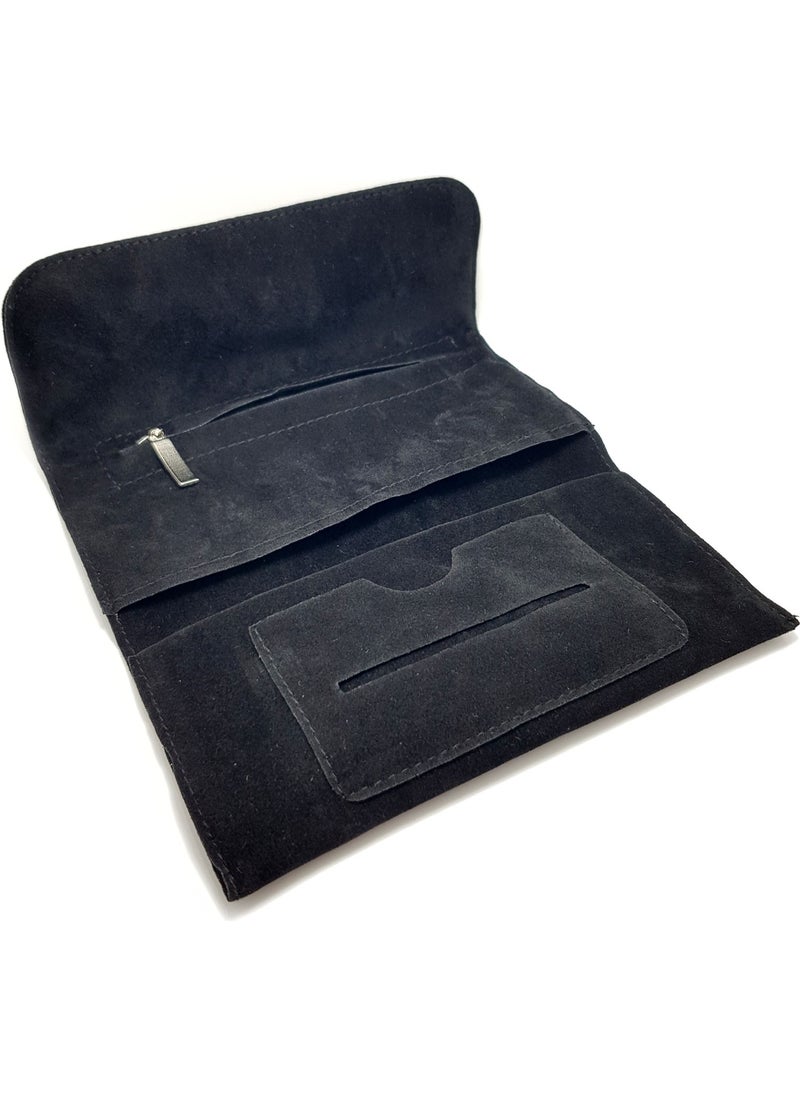 Falconetti Black Suede Tobacco Pouch Bag Tobacco Holder PZ67  - Image 2