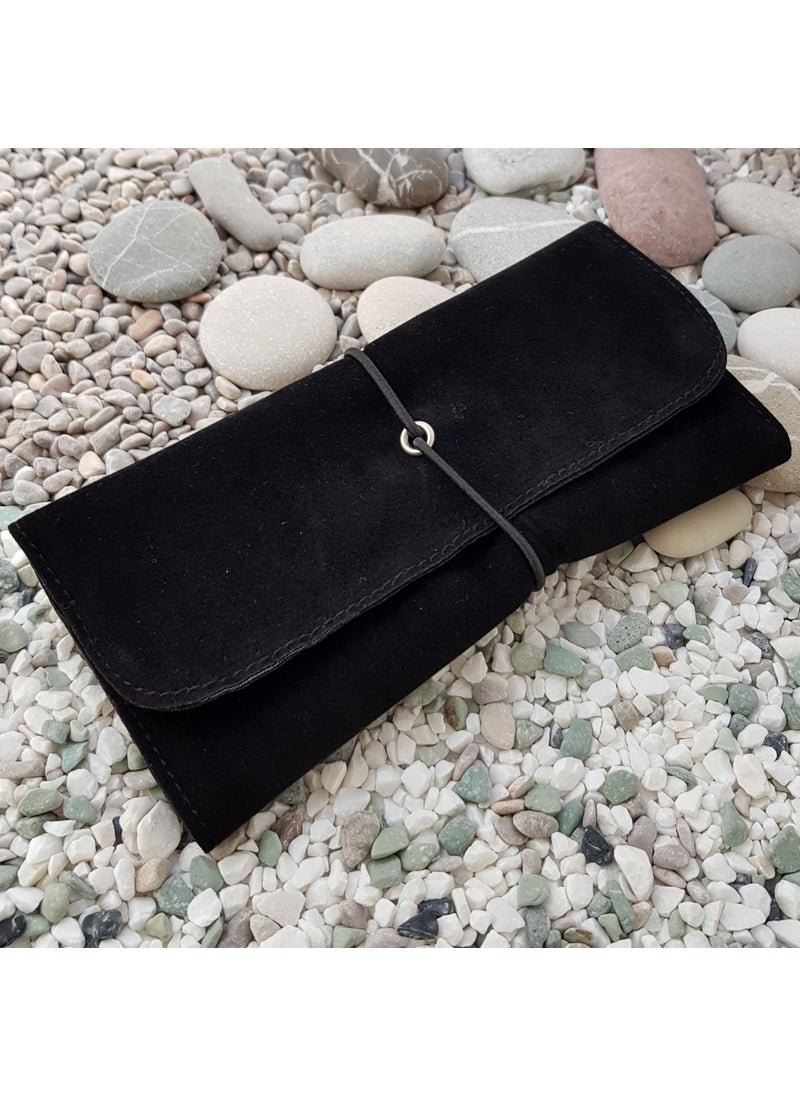 Falconetti Black Suede Tobacco Pouch Bag Tobacco Holder PZ67  - Image 3