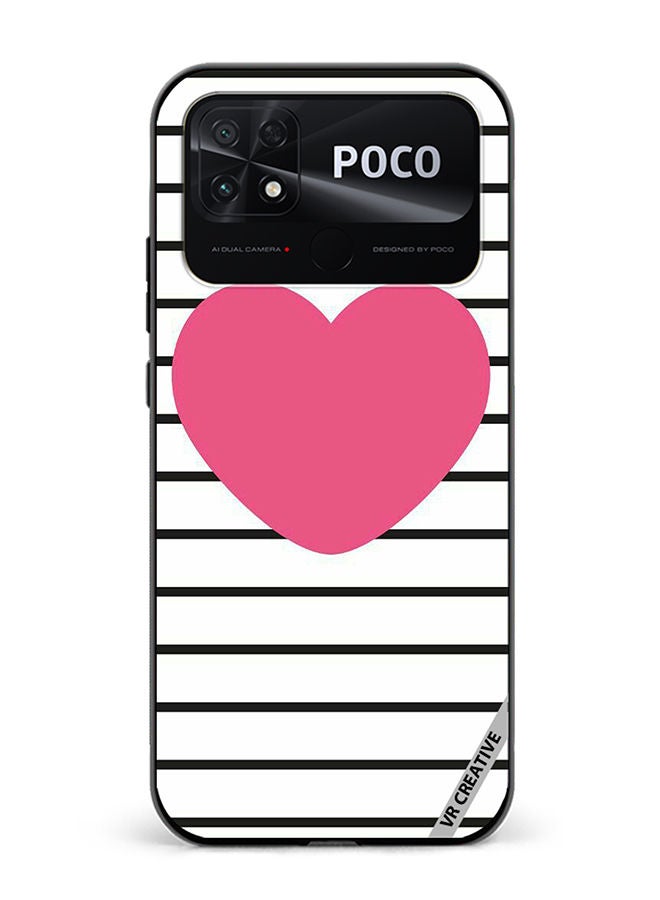 VR CREATIVE Protective Case Cover For Xiaomi Poco C40 Pink Heart stripes Design Multicolour - Image 1